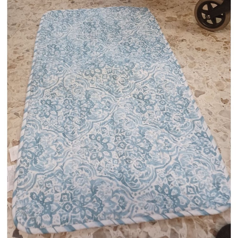 Rachael Roy Quilted Pillow Sham Light Blue & White About 36" x 20"